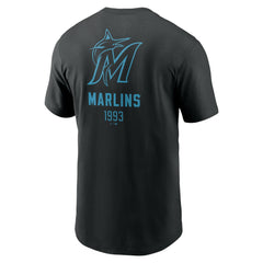 Miami Marlins Nike Large Logo Back Stack T-Shirt - Black T-shirts