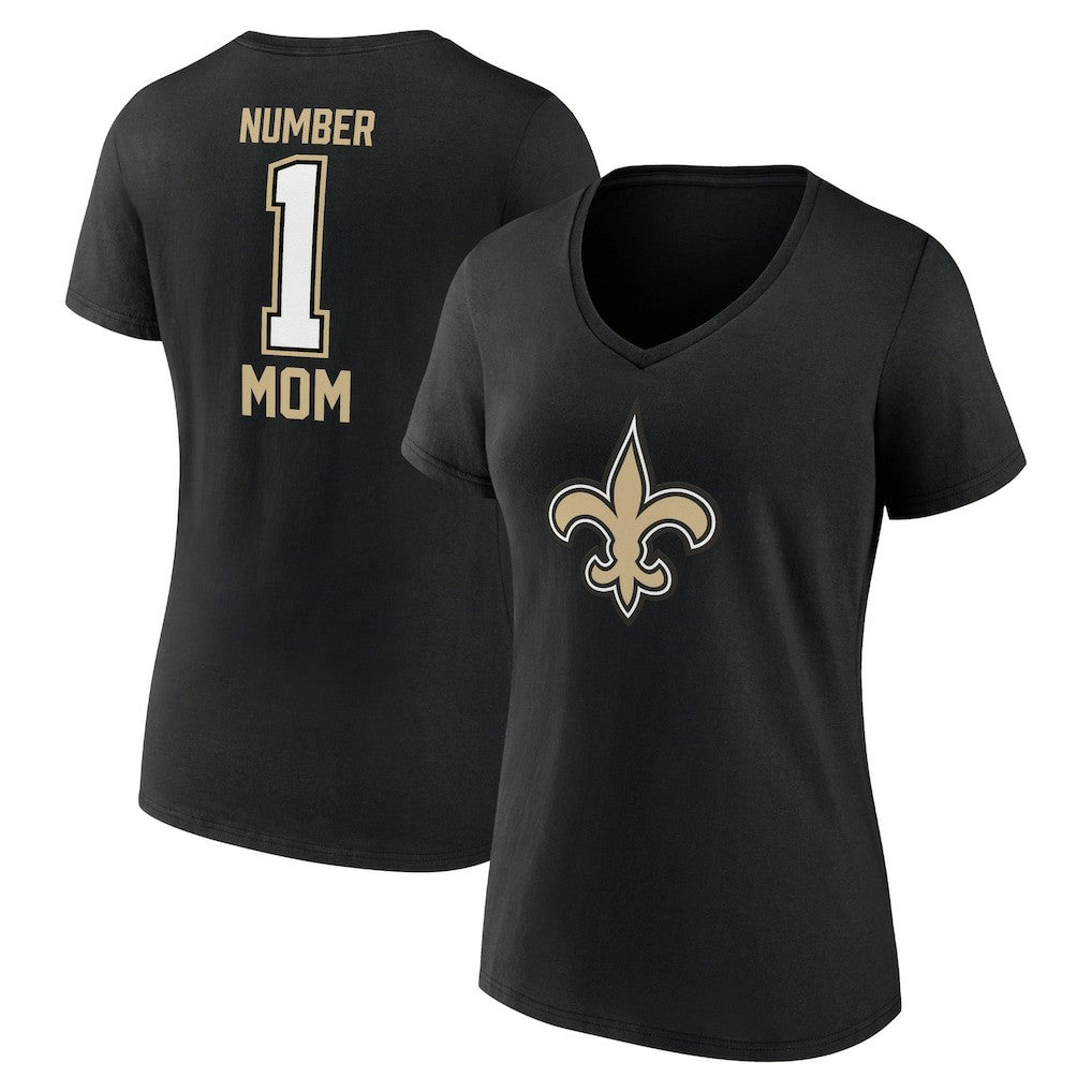 New Orleans Saints Women's Mother's Day V-Neck T-Shirt Black
