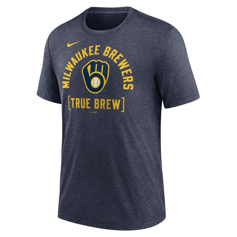 Milwaukee Brewers Nike Swing Big Tri-Blend T-Shirt - Heather Navy T-shirts