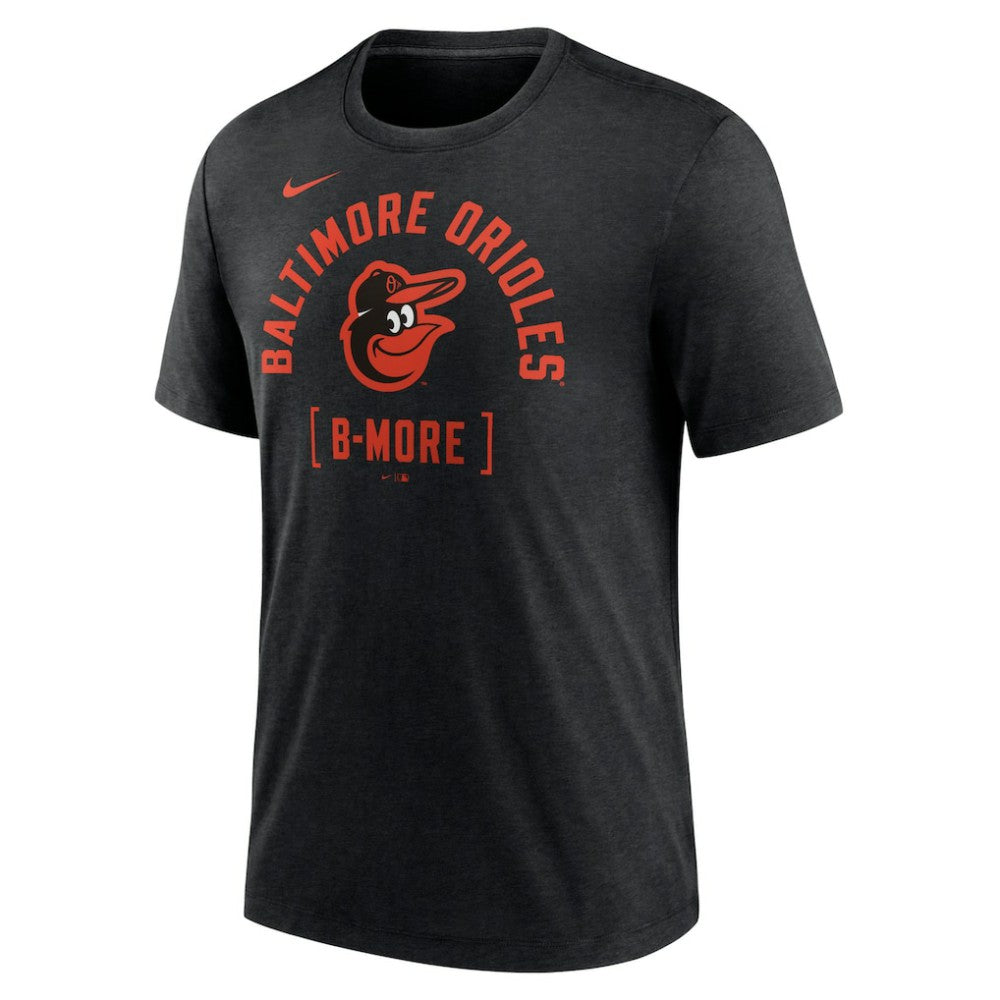 Baltimore Orioles Nike Swing Big Tri-Blend T-Shirt - Heather Black T-shirts