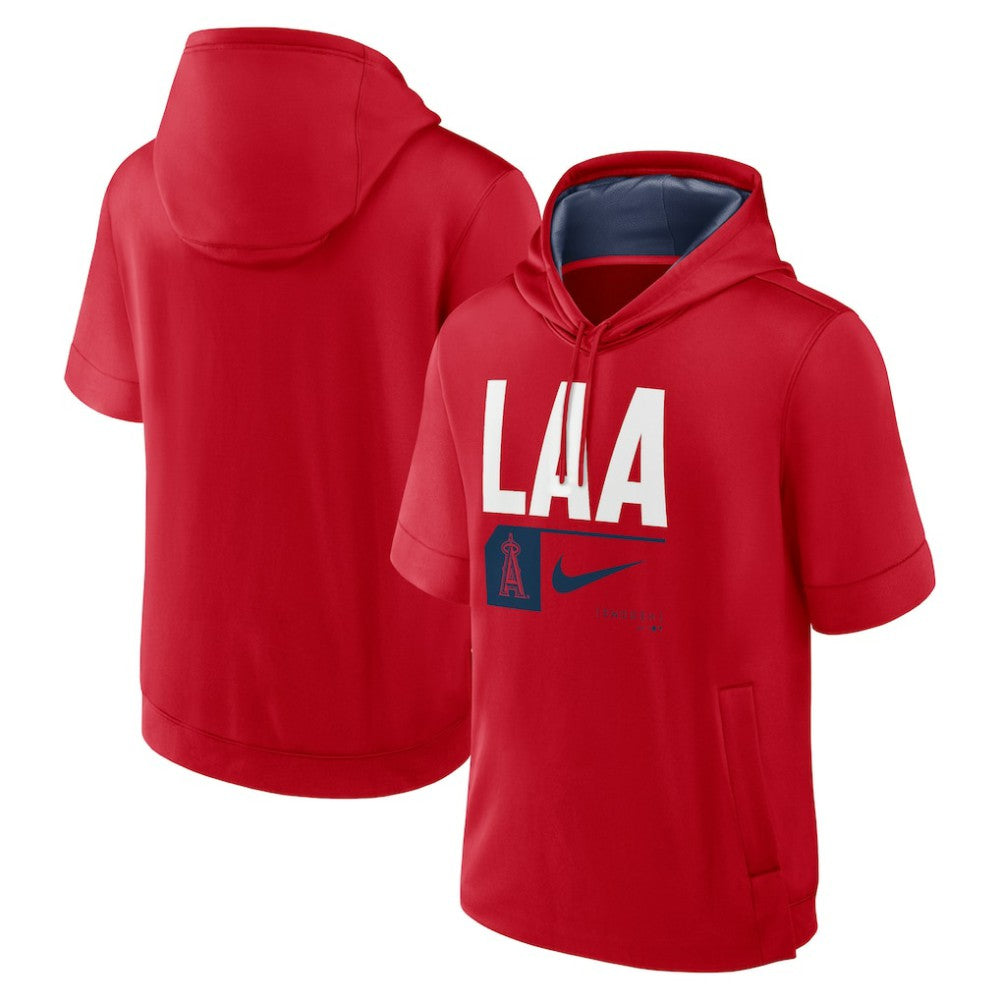 Los Angeles Angels Nike Tri Code Lockup Short Sleeve Pullover Hoodie - Red Hoodies