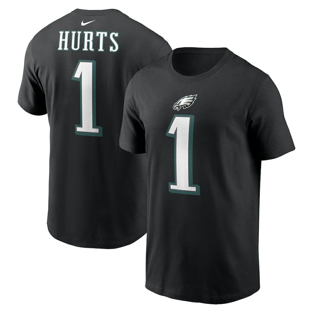 Jalen Hurts Philadelphia Eagles Player Name & Number T-Shirt Black