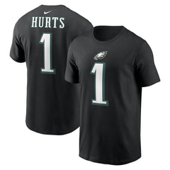Jalen Hurts Philadelphia Eagles Player Name & Number T-Shirt Black