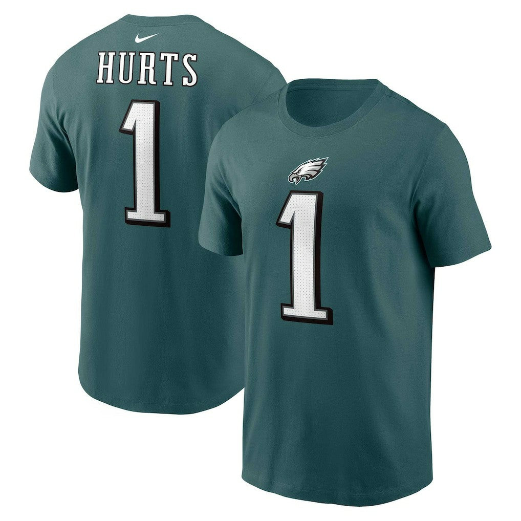 Jalen Hurts Philadelphia Eagles Player Name & Number T-Shirt Midnight Green