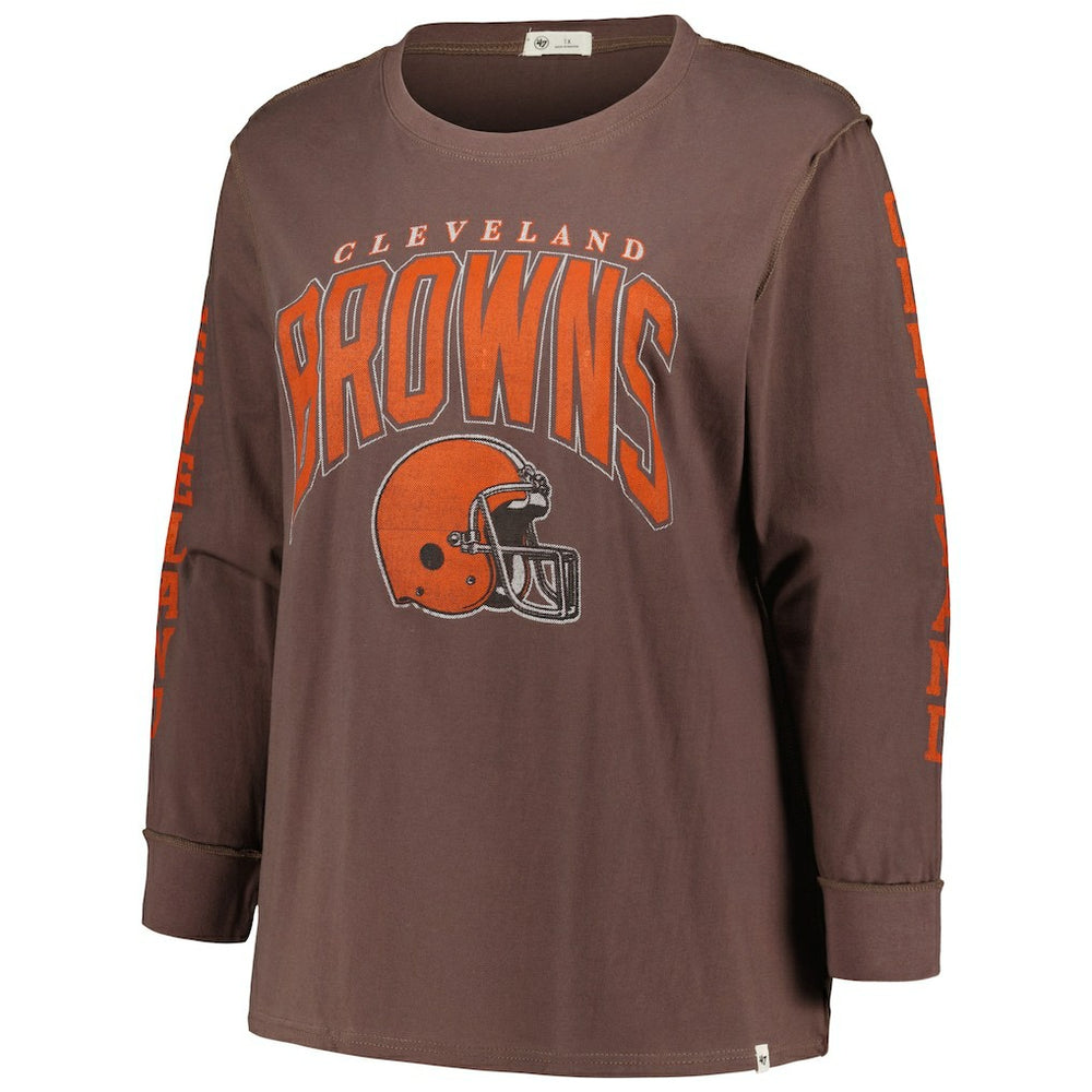 Cleveland Browns '47 Women's Plus Size Honey Cat SOA Long Sleeve T-Shirt Brown