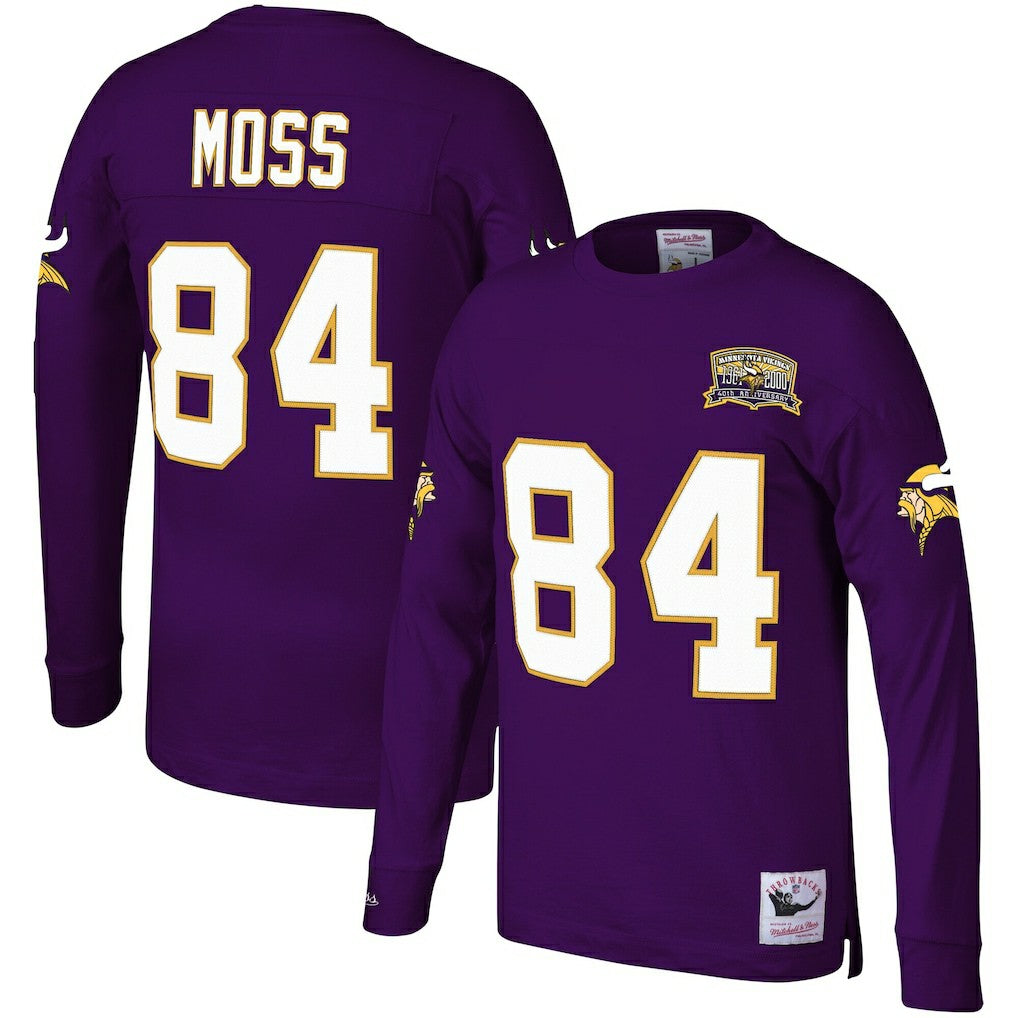 Randy Moss Minnesota Vikings Big & Tall Retired Player Name & Number Long Sleeve Top Purple