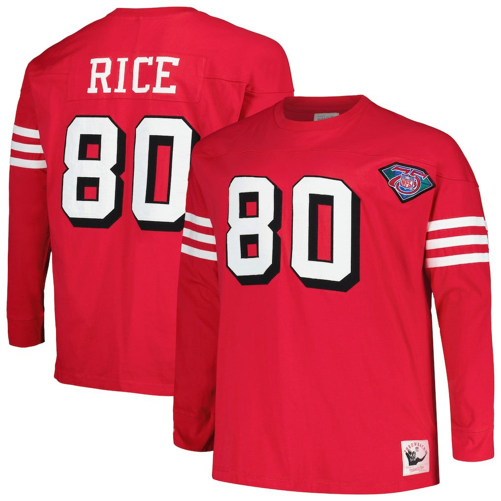 Jerry Rice San Francisco 49ers Big & Tall Cut & Sew Player Name & Number Long Sleeve T-Shirt Scarlet