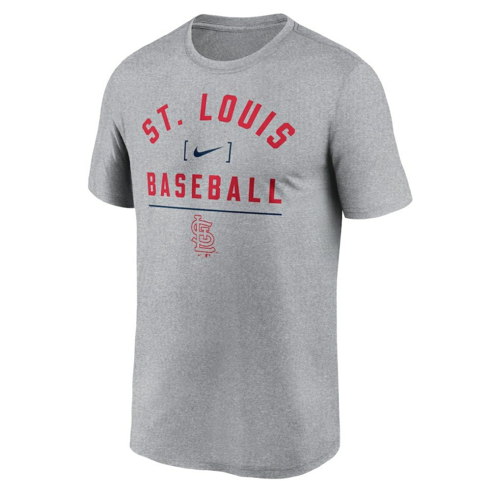 St. Louis Cardinals Nike Arch Baseball Stack Performance T-Shirt - Heather Charcoal T-shirts