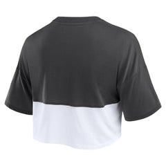 San Francisco Giants Fanatics Women's Color Split Boxy Cropped T-Shirt - Heather Black/White T-shirts