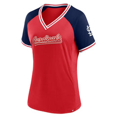 St. Louis Cardinals Fanatics Women's Glitz & Glam League Diva Raglan V-Neck T-Shirt - Red T-shirts