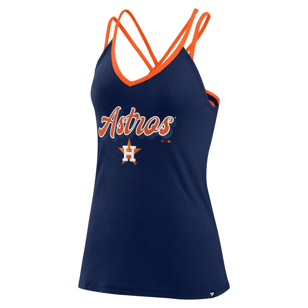 Houston Astros Fanatics Women's Go For It Strappy V-Neck Tank Top - Navy Tanks