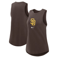 San Diego Padres Nike Women's Legacy Icon High Neck Dri-FIT Tank Top - Brown Tanks