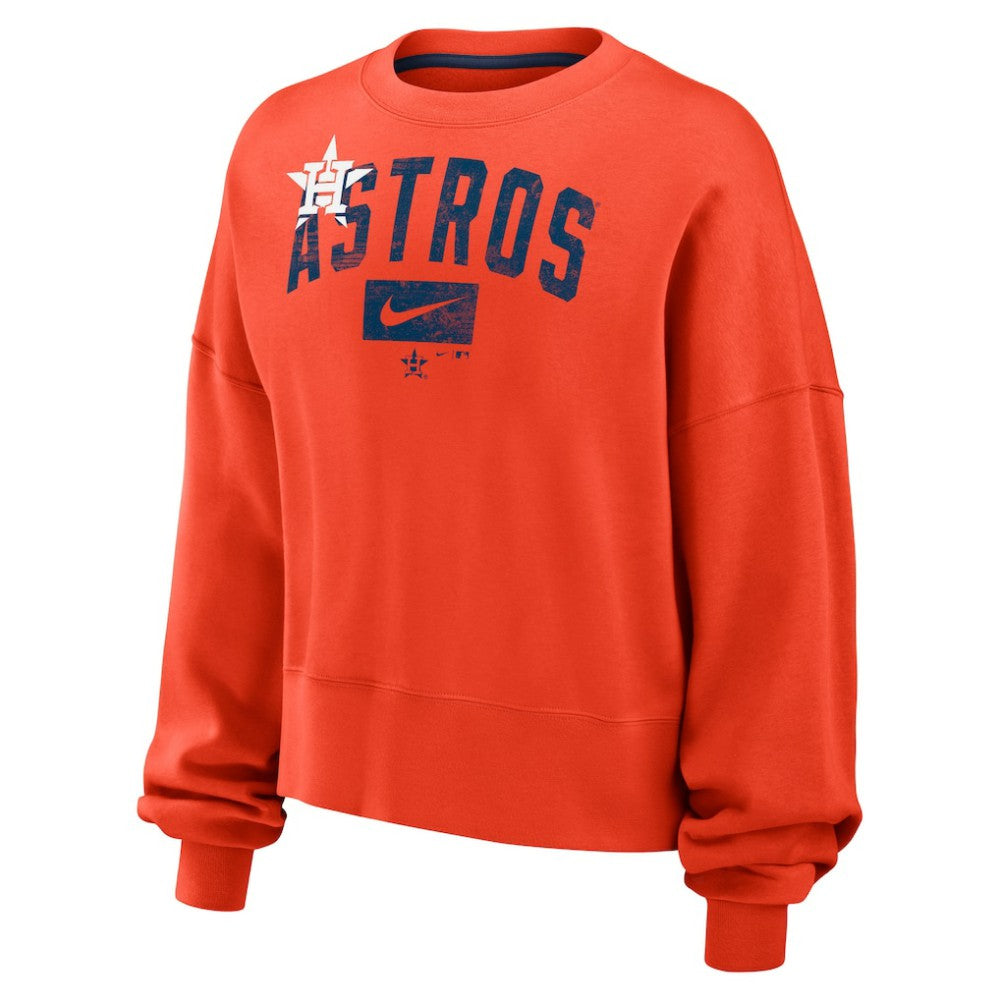 Houston Astros Nike Women's Oversized Cropped Pullover Sweatshirt - Orange Pullover