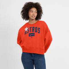 Houston Astros Nike Women's Oversized Cropped Pullover Sweatshirt - Orange Pullover