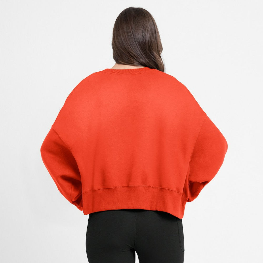 Houston Astros Nike Women's Oversized Cropped Pullover Sweatshirt - Orange Pullover