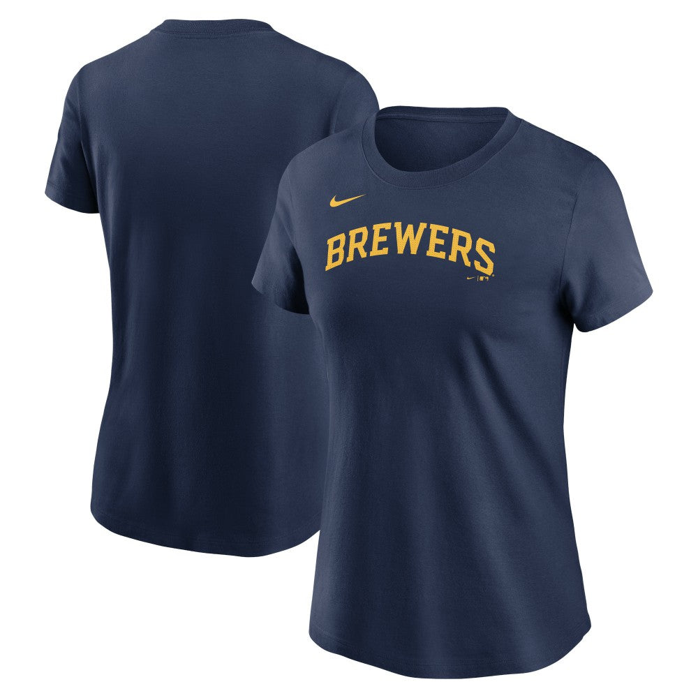 Milwaukee Brewers Nike Women's Wordmark T-Shirt - Navy T-shirts
