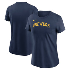 Milwaukee Brewers Nike Women's Wordmark T-Shirt - Navy T-shirts