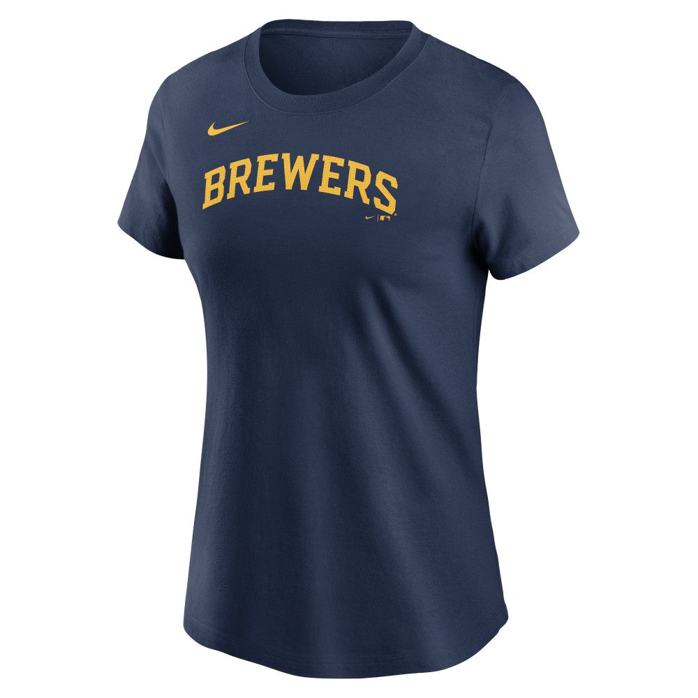 Milwaukee Brewers Nike Women's Wordmark T-Shirt - Navy T-shirts