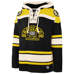NHL Boston Bruins '47 100th Anniversary Superior Lacer Pullover Hoodie - Black