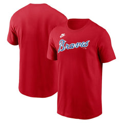 Atlanta Braves Nike Cooperstown Collection Wordmark T-Shirt - Red T-shirts