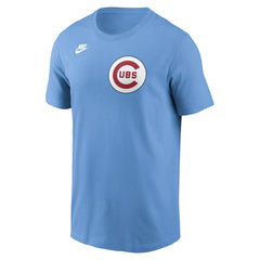 Chicago Cubs Nike Cooperstown Collection Wordmark T-Shirt - Light Blue T-shirts