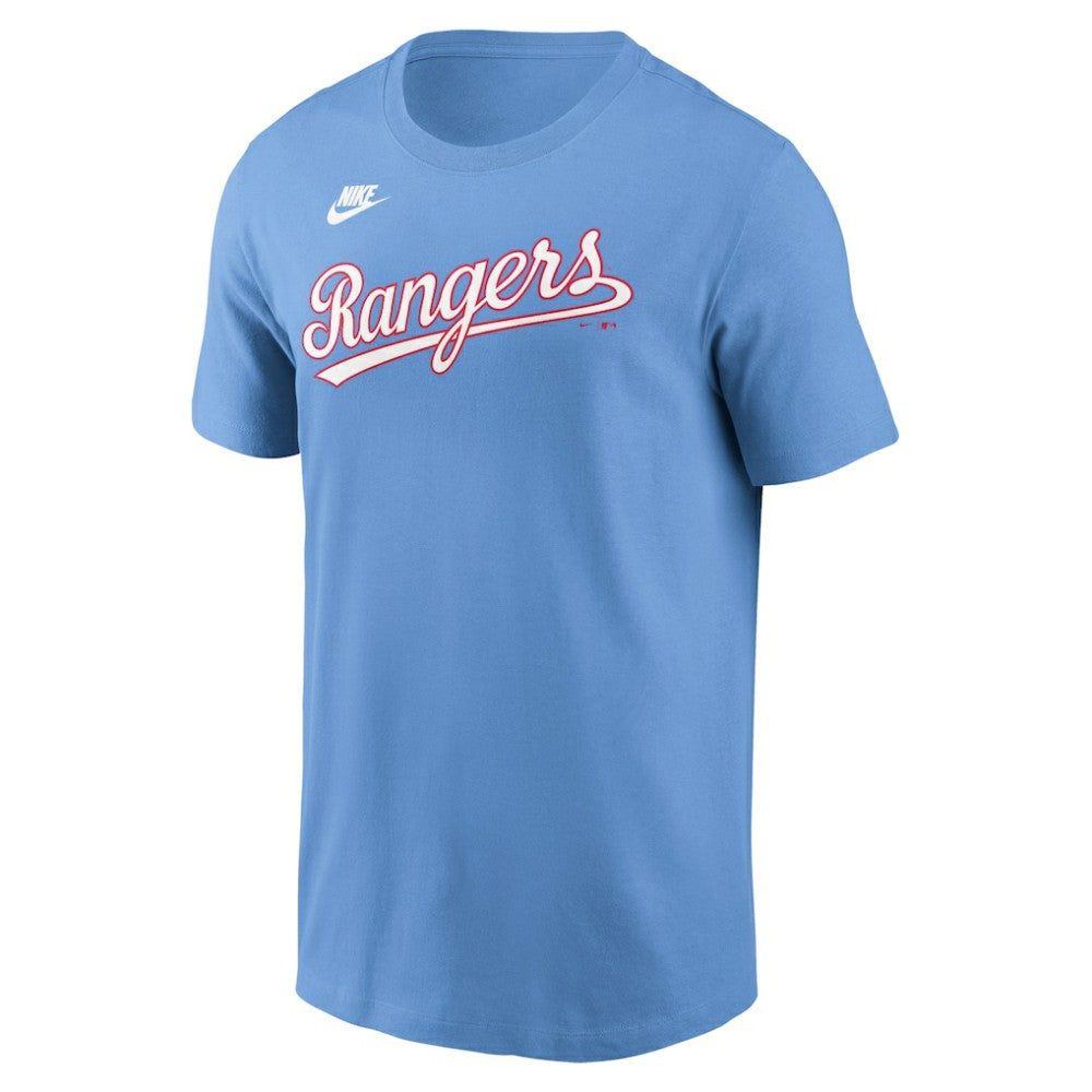 Texas Rangers Nike Cooperstown Collection Wordmark T-Shirt - Light Blue T-shirts