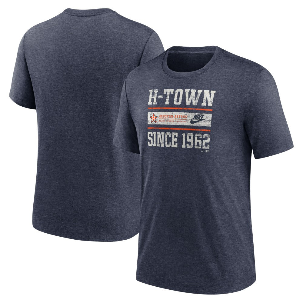 Houston Astros Nike Cooperstown Collection Local Stack Tri-Blend T-Shirt - Heather Navy T-shirts