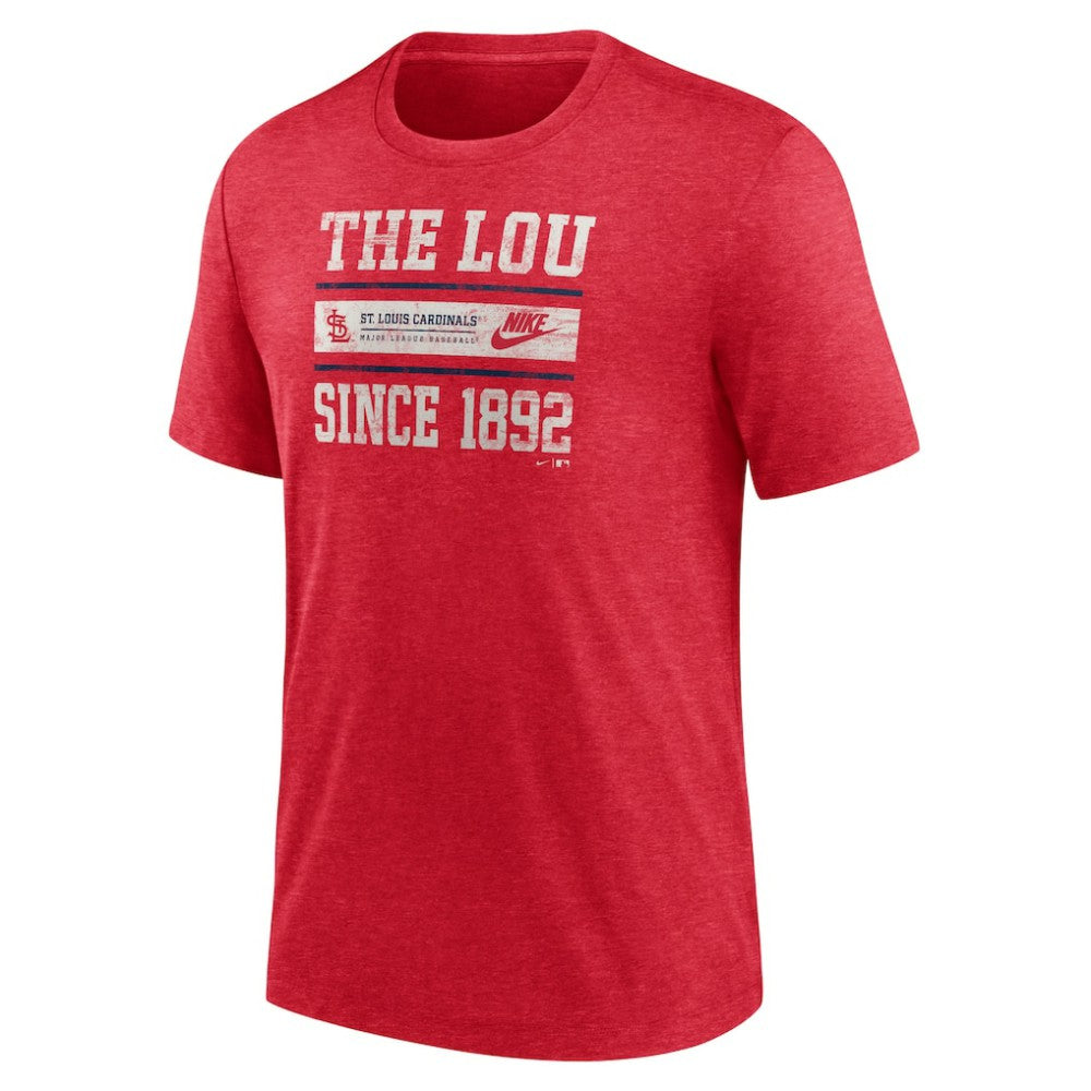 St. Louis Cardinals Nike Cooperstown Collection Local Stack Tri-Blend T-Shirt - Heather Red T-shirts