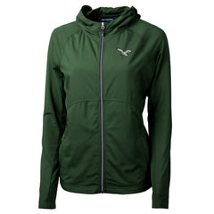 Philadelphia Eagles Cutter & Buck Women's Gridiron Classics Logo Adapt Eco Knit Hybrid Recycled Full-Zip Hoodie Hunter Green