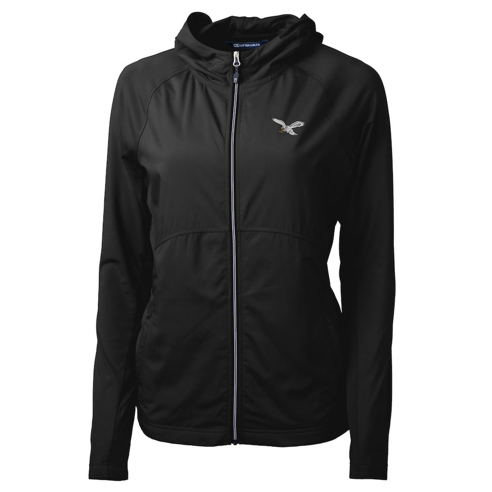 Philadelphia Eagles Cutter & Buck Women's Gridiron Classics Logo Adapt Eco Knit Hybrid Recycled Full-Zip Hoodie Black