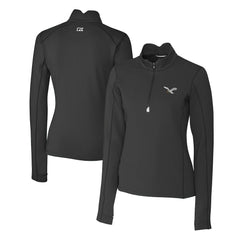Philadelphia Eagles Cutter & Buck Women's Gridiron Classics Logo DryTec Traverse Stretch Quarter-Zip Pullover Top Black