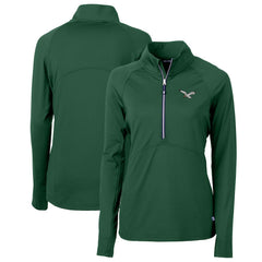 Philadelphia Eagles Cutter & Buck Women's Gridiron Classics Logo Adapt Eco Knit Stretch Recycled Half-Zip Pullover Top Green