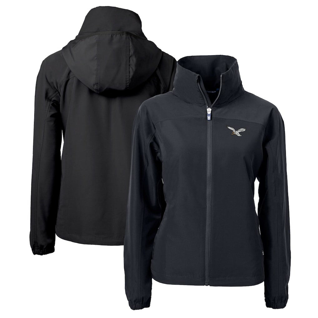 Philadelphia Eagles Cutter & Buck Women's Gridiron Classics Logo Charter Eco Recycled Full-Zip Jacket Black
