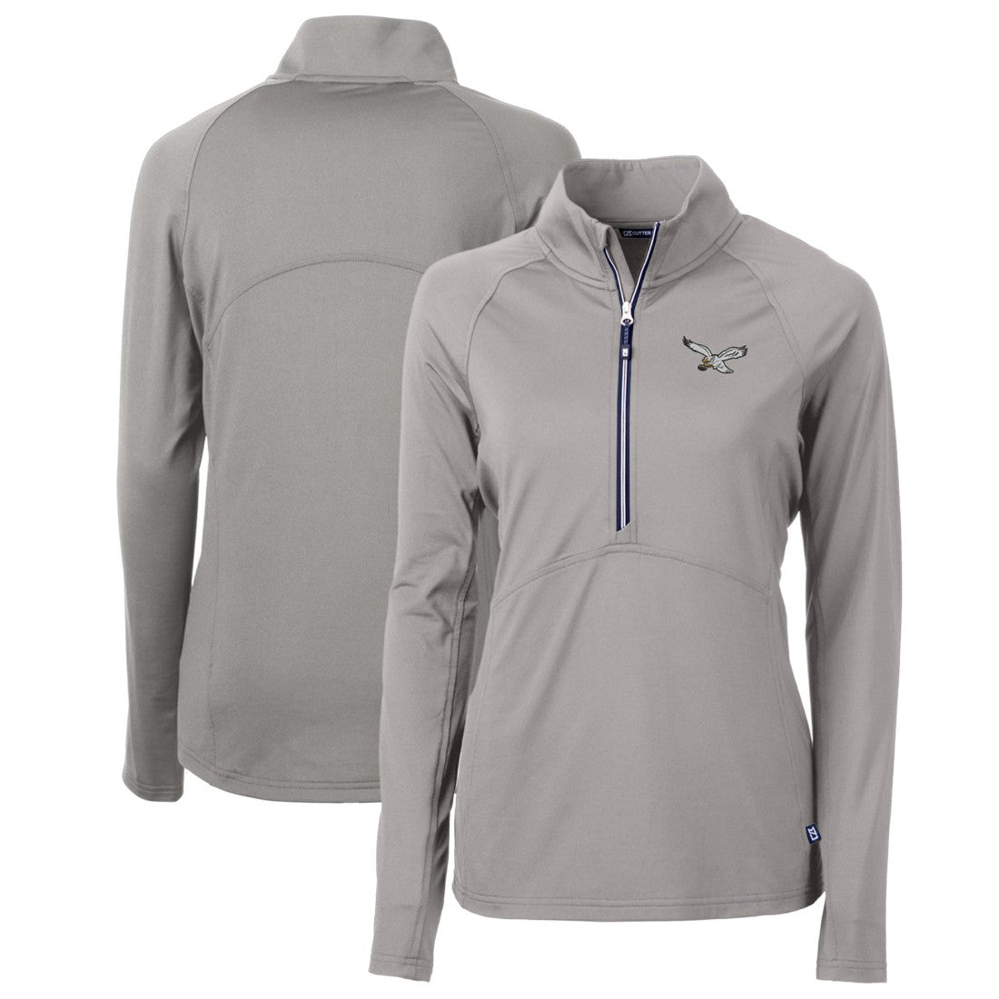 Philadelphia Eagles Cutter & Buck Women's Gridiron Classics Logo Adapt Eco Knit Stretch Recycled Half-Zip Pullover Top Gray