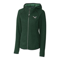 Philadelphia Eagles Cutter & Buck Women's Gridiron Classics Logo Mainsail Sweater-Knit Full-Zip Hoodie Green