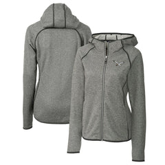 Philadelphia Eagles Cutter & Buck Women's Gridiron Classics Logo Mainsail Sweater-Knit Full-Zip Hoodie Heather Gray