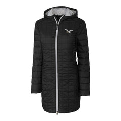 Philadelphia Eagles Cutter & Buck Women's Gridiron Classics Logo Rainier Primaloft Eco Insulated Hooded Long Coat Black