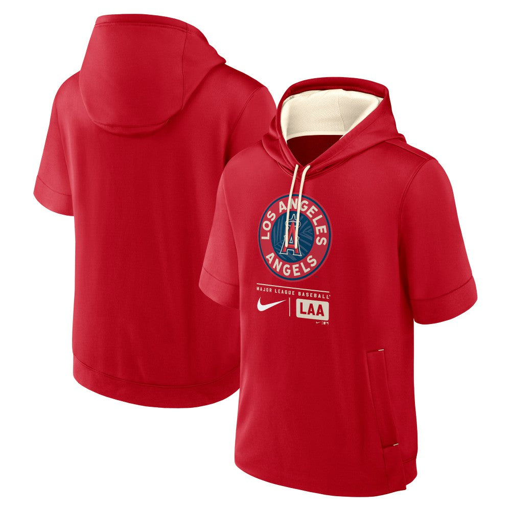 Los Angeles Angels Nike City Connect Color Block Short Sleeve Pullover Hoodie - Red Hoodies