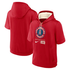 Los Angeles Angels Nike City Connect Color Block Short Sleeve Pullover Hoodie - Red Hoodies