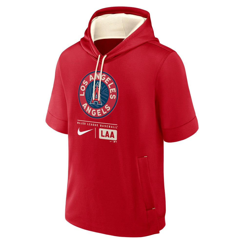 Los Angeles Angels Nike City Connect Color Block Short Sleeve Pullover Hoodie - Red Hoodies