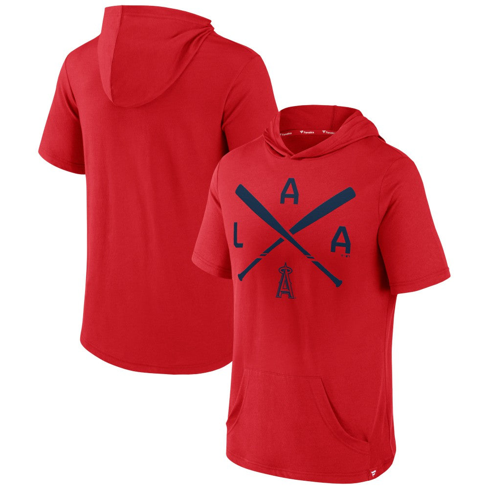 Los Angeles Angels Fanatics Iconic Rebel Short Sleeve Hooded Top - Red Tops