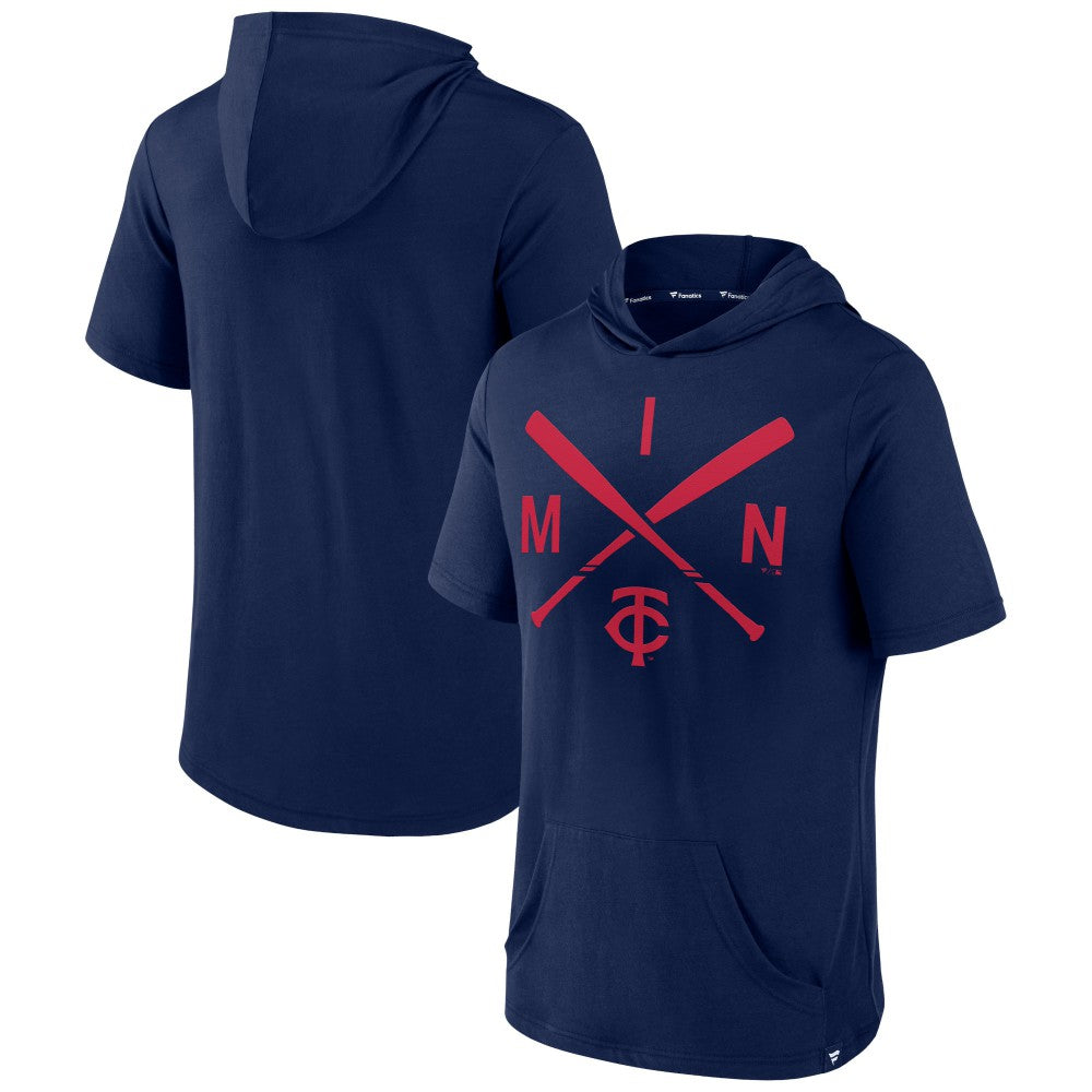Minnesota Twins Fanatics Iconic Rebel Short Sleeve Hooded Top - Navy Tops
