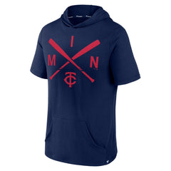 Minnesota Twins Fanatics Iconic Rebel Short Sleeve Hooded Top - Navy Tops