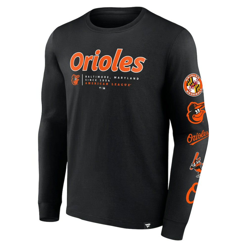 Baltimore Orioles Fanatics Strike the Goal Long Sleeve T-Shirt - Black T-shirts