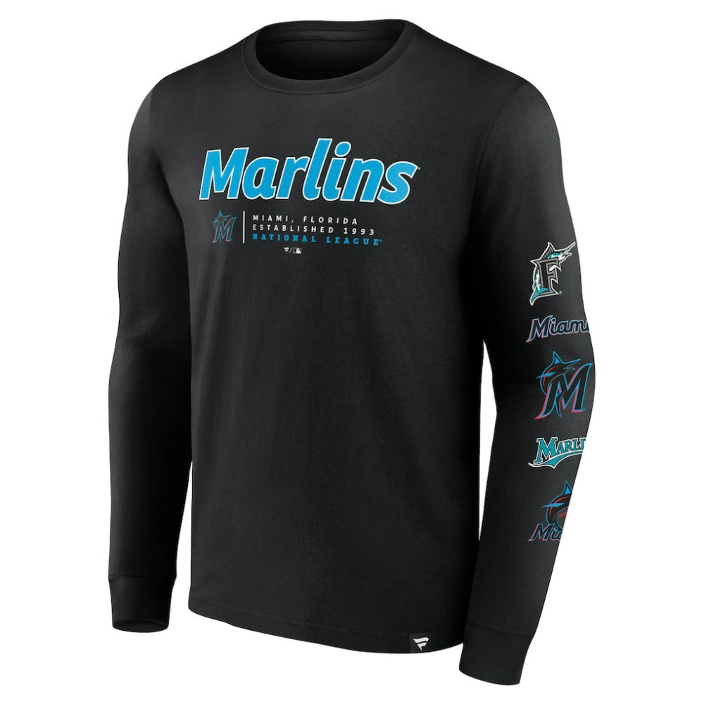Miami Marlins Fanatics Strike the Goal Long Sleeve T-Shirt - Black T-shirts