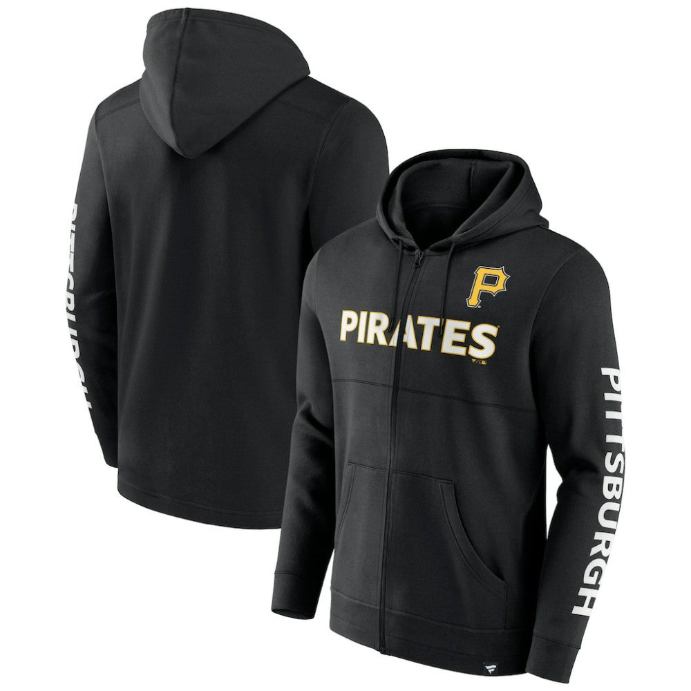 Pittsburgh Pirates Fanatics Ace Hoodie Full-Zip Sweatshirt - Black Hoodies