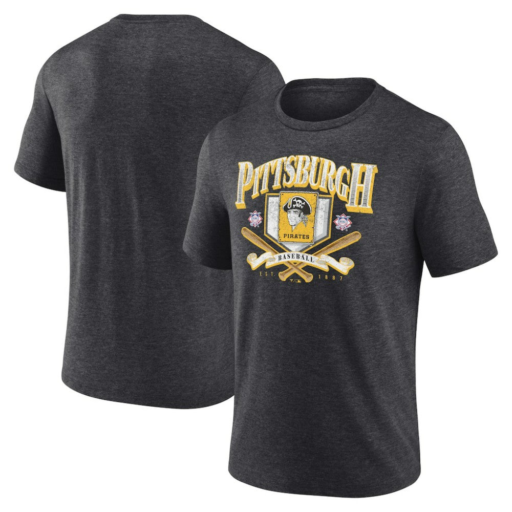 Pittsburgh Pirates Fanatics Home Team Tri-Blend T-Shirt - Heather Charcoal T-shirts