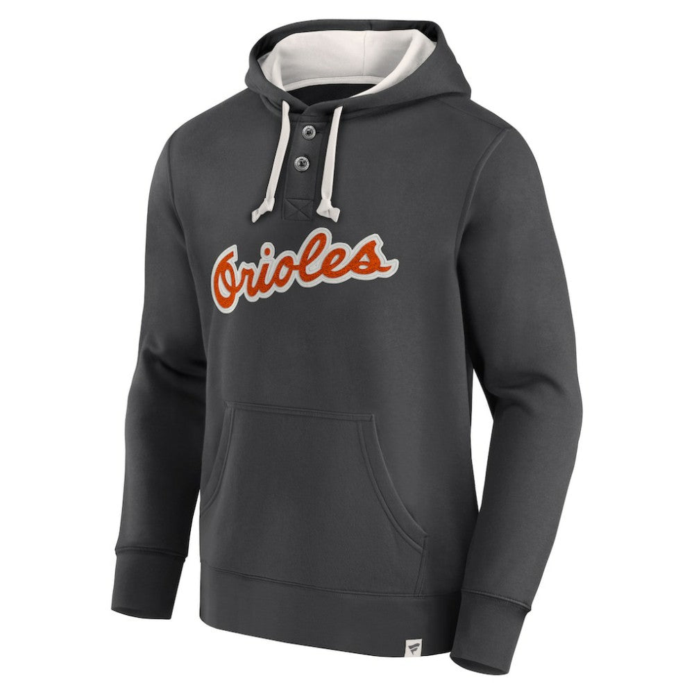 Fanatics Baltimore Orioles Black Plan for Adversity Henley Fleece Pullover Hoodie Hoodies