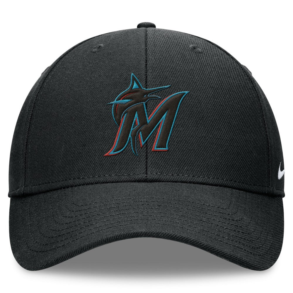 Miami Marlins Nike Club Performance Adjustable Hat - Black Hats