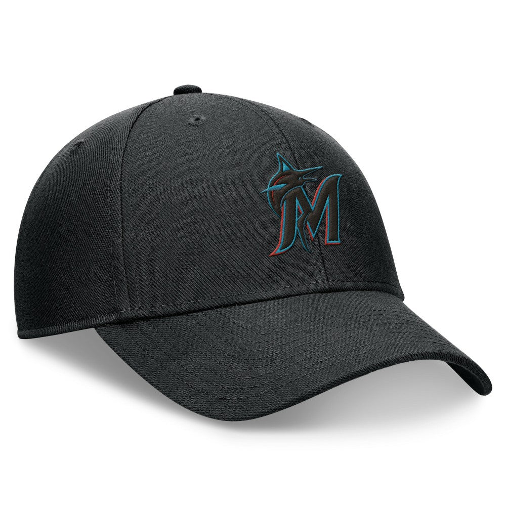 Miami Marlins Nike Club Performance Adjustable Hat - Black Hats